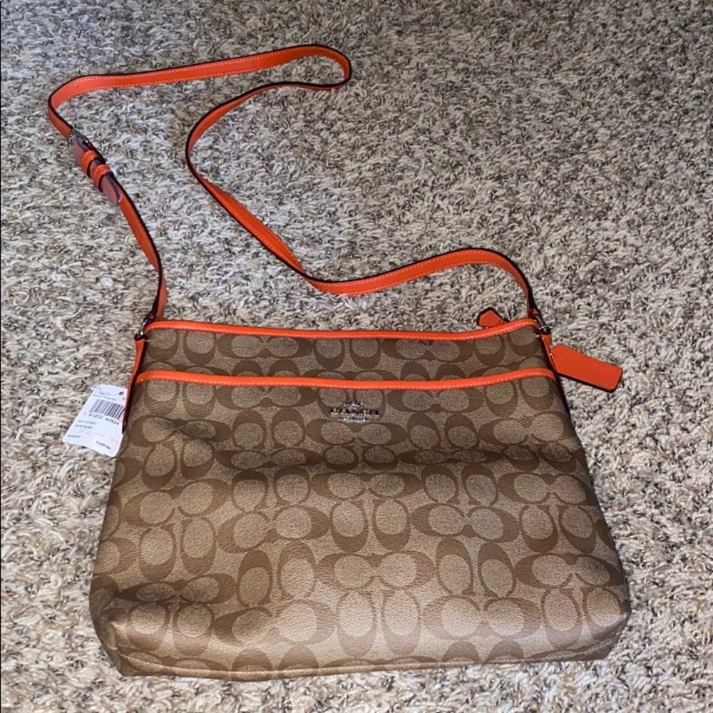 NWT coach signature file bag orange